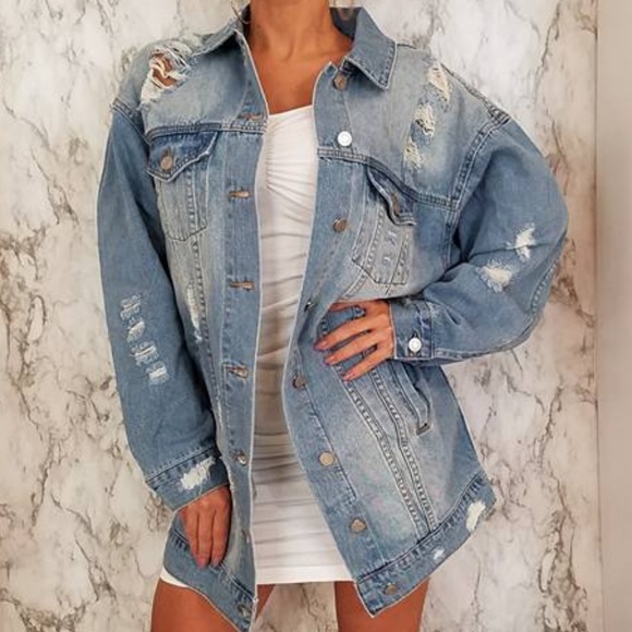 ❌SOLD OUT❌Distressed Denim Jacket - Med Blue - Picture 7 of 9
